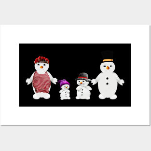 Christmas Snowman Family Posters and Art